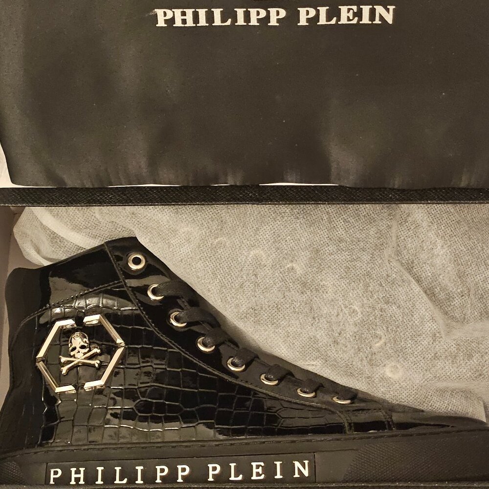 PHILIPP PLEIN SNEAKERS SIZE 8 MEN'S BLACK